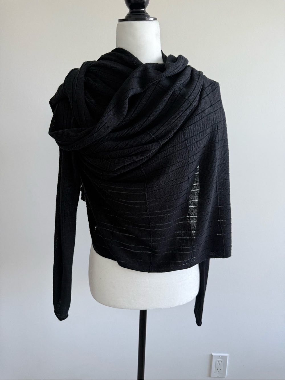 Black Draped Wrap Shrug - Women's Layering Poncho